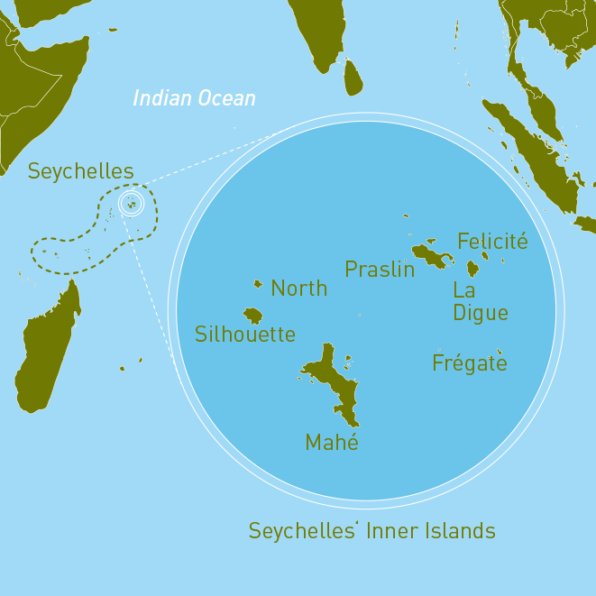 Enlarged view: Map of the Seychelles